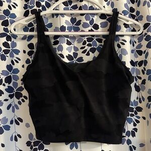 Lululemon Black Camo V-Neck Cropped Tank Top